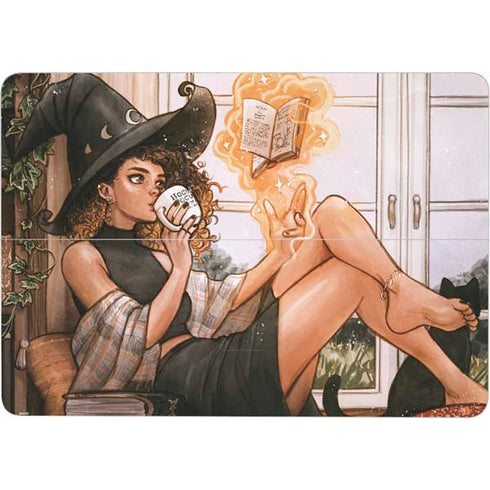 Cozy Autumn Library Witch with Cat and Coffee by Ivy Dolamore Surface Laptop Studio Skin